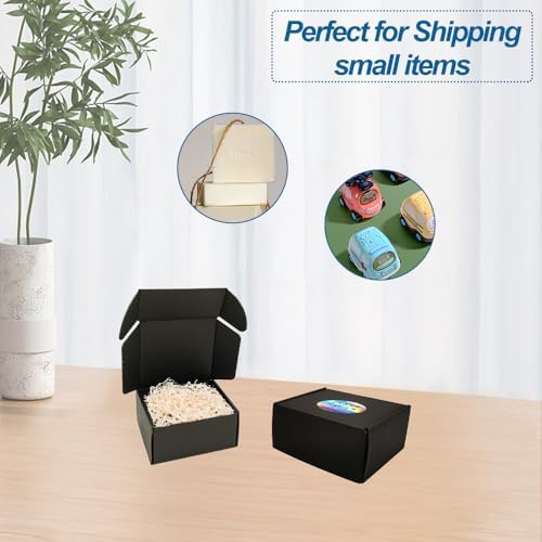 ROTCH 50 Pack 4x4x2'' Small Shipping Boxes, Sturdy Corrugated Cardboard Mailers, Black (M442-E-B) - Image 5