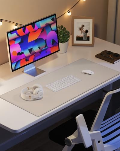 AFIING Extra Large Desk Mat - 55" x 24" PU Leather Non-Slip Desk Pad for Office and Home - Ideal for Large Mouse Pad and Desk Mats on Top of Desks (Beige) - Image 7
