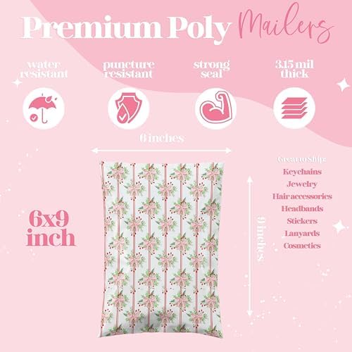 Pretty Package Store Poly Mailers 6x9, Christmas Bows, 100 Pack - Image 3