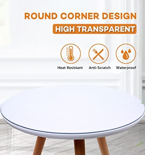 50 Inch Round New Clear Dining Room Tablecloth Dia PVC Plastic Table Cover Protector Waterproof Heat Resistant Easy Clean Clear Vinyl Table Pad Mat for Wood Marble Glass Furniture Tabletop 1.5mm Thick - Image 2