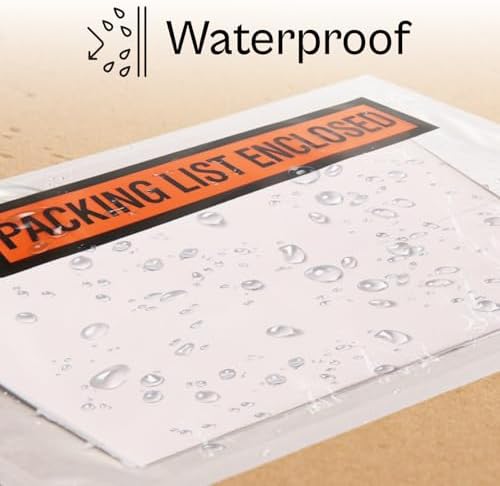 PSBM 1000 PCS 4.5 x 5.5 Inch Orange Panel Face Packing List Enclosed Envelopes, Invoice Packing Slips Pouch for Mailing Labels, Invoices, Documents and Slips - Image 2