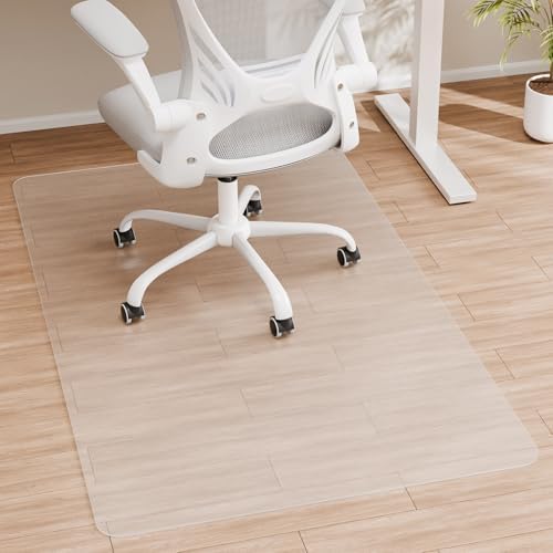 Office Chair Mat, 55" x 35" Crystal Clear Hard Floor Chair Mat, Transparent Floor Protector Mat for Hardwood Floor Flat Without Curling by HOMEK