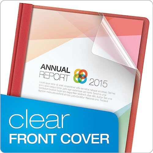 Oxford Clear Front Report Covers, Red, Letter Size, 25 per Box (55811EE) (Pack of 5) - Image 3