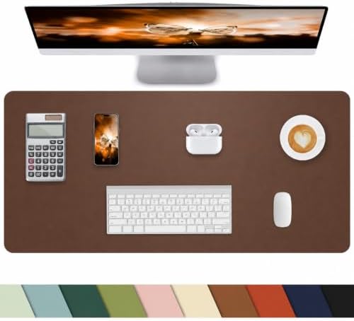 Leather Desk Pad Protector - Non-Slip PU Laptop Mat for Office/Home - Waterproof Writing Pad (31.5"x15.7", Brown) by cebowa