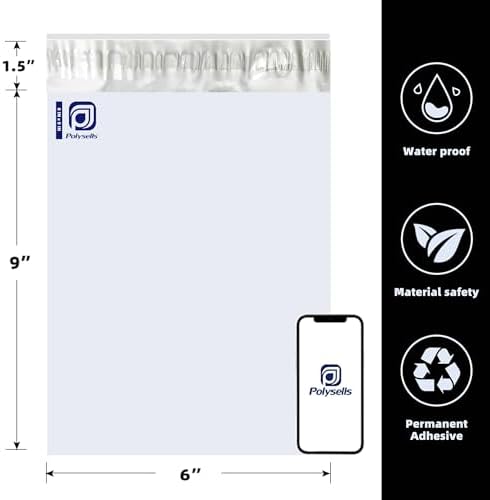 POLYSELLS 6x9 White Poly Mailers 6000 Pack Self Seal Small Shipping Bags - Image 2