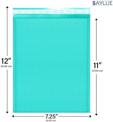 Teal Bubble Mailers 7.25x12, Poly Padded Envelopes #1, 100 Pack Bulk - Image 2