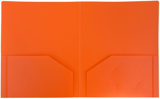 JAM PAPER Heavy Duty Plastic 2 Pocket Extra Tough School Folders - Orange - Bulk 48/Pack - Image 2