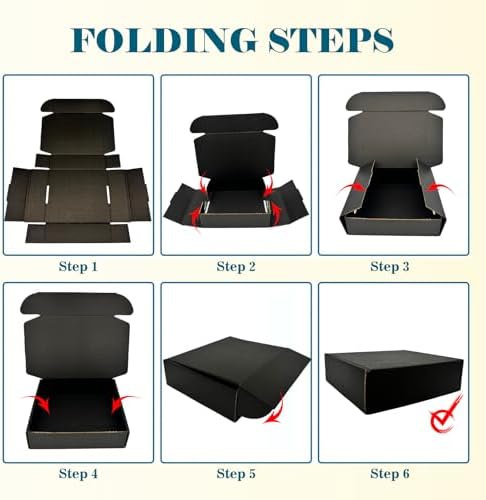 Small Shipping Boxes 7x6x2, Set of 50, Black Corrugated Cardboard Box Mailer (YD762-50BK) - Image 5