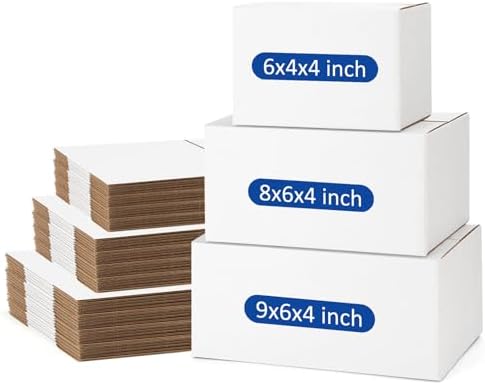 Assorted-Sizes-Shipping-Boxes-45-Pack: 6x4x4 & 8x6x4 & 9x6x4 Small-Shipping-Boxes-Mailers, White Corrugated-Cardboard-Boxes-for-Packing-Small-Business Mailing by POEVER