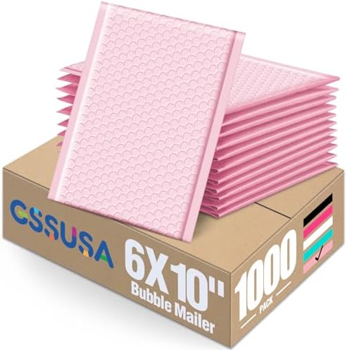 GSSUSA Light Pink Bubble Mailers 6x10 Small Padded Envelopes 1000 Pack by GSSUSA