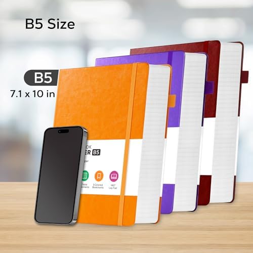 FOCUS DAY 3 Pack Journals Notebooks, B5(7.1'' X 10'') Thick Notebook Journal College Ruled Bulk, Large Hardcover Leather Bound Lined Notebook Journal Set for Women Men Work Writing, Multicolor - Image 5