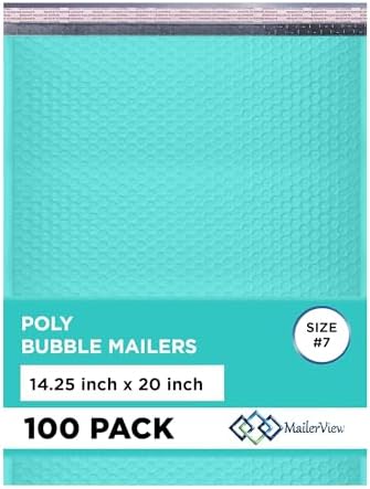 Teal Bubble Mailers 14.25x20, Self Seal Poly Padded Envelopes #7, 100 Pack by MAILERVIEW