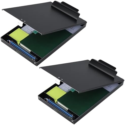 ZCZN Aluminum Clipboard with Storage, 2 Pack Recycled Metal Clipboard Box, Form Holder, Suitable for School, Office, Jobsite or Medical Staff, 9.25 x 13.78 Inches, Black by ZCZN
