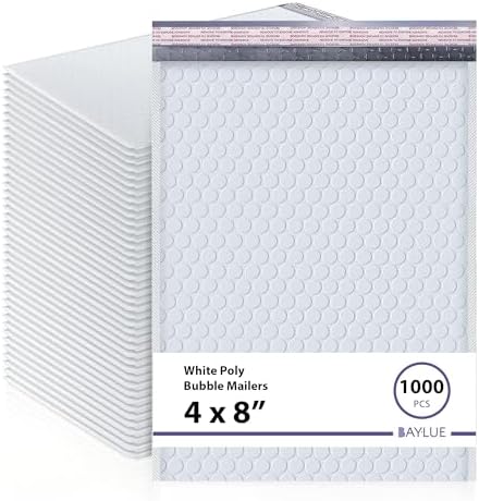 Small Bubble Mailers 4x8, Poly Padded Envelopes #000, 1000 Pack Bulk by BAYLUE