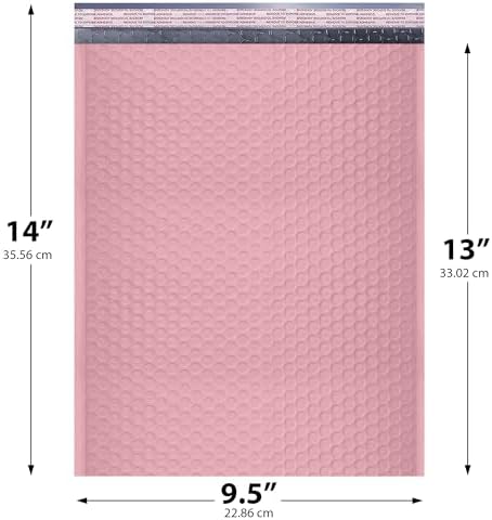 Light Pink Bubble Mailers 10x13, Self Seal Poly Padded Envelopes, 200 Pack - Image 2