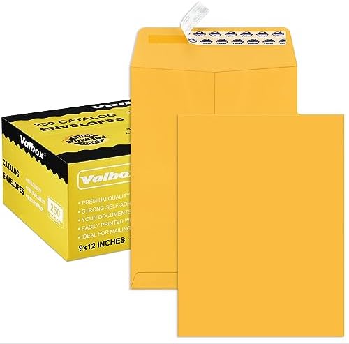 ValBox 9x12 Self Seal Security Catalog Envelopes 250 Packs Brown Kraft Envelopes with Peel and Seal Flap for Mailing, Organizing and Storage by ValBox