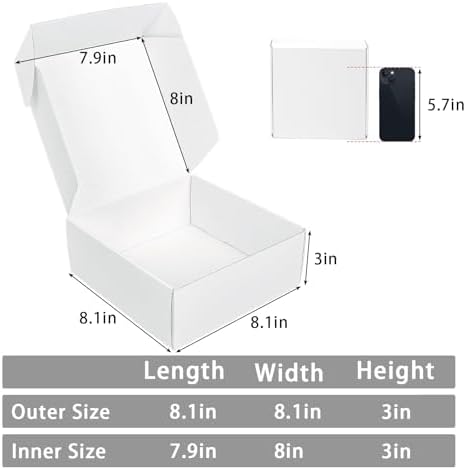 White Shipping Boxes 8x8x3 Inches, 30 Pack Corrugated Cardboard Mailer Boxes for Packaging Small Business Mailing Gift - Image 2