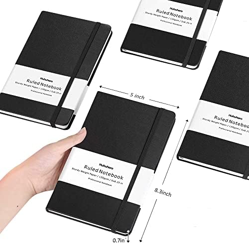 Huhuhero 5 Pack Lined Journal Notebook, A5 College Ruled 5"×8.25", Black - Image 4