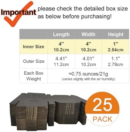 4x4x1'' Small Shipping Boxes 25 Pack, Corrugated Cardboard Mailers for Business, Black (CM441B25) - Image 2