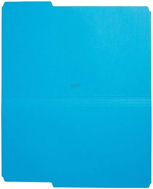 Staples Colored File Folders, Legal Size, 3‑Tab Top‑Tab Design, Blue, Durable Paper Stock, 100/Pack - Image 6