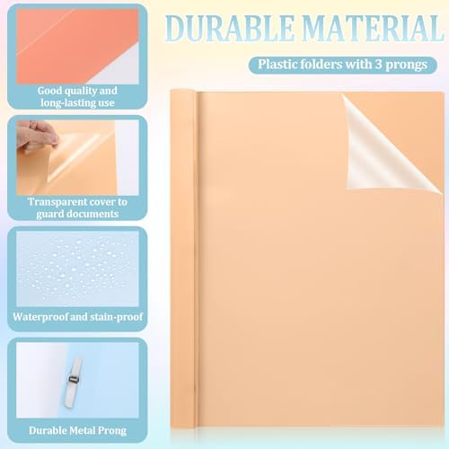 6 PCS Retro Plastic Report Covers with 3 Prongs Clear Front Presentation Folders 3 Prong Folders for Resume Portfolio Document Report Letter Proposal School Classroom Office Supplies (Vintage) - Image 3
