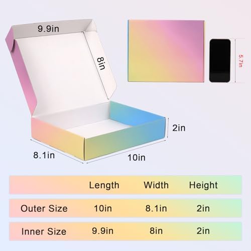 10x8x2 Shipping Boxes Medium, 40 Pack Colorful Corrugated Cardboard Mailer Boxes for Small Business, Mailing, Packaging - Image 2