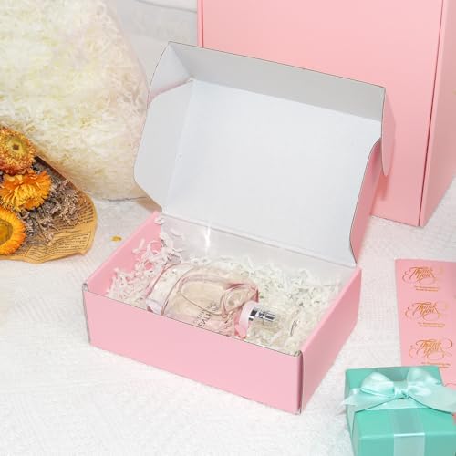 6x4x2 in Pink Shipping Boxes for Packaging Small Business, DERZIFUN 50 Pack Mailing Boxes Corrugated Cardboard Mailer Gift Box - Image 6
