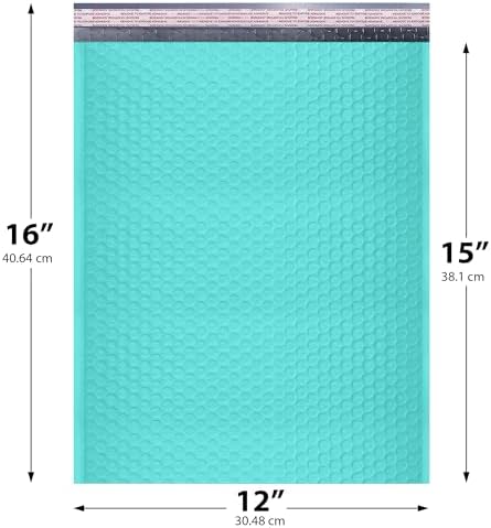 Teal Bubble Mailers 12x15, Self Seal Poly Padded Envelopes, 50 Pack - Image 2