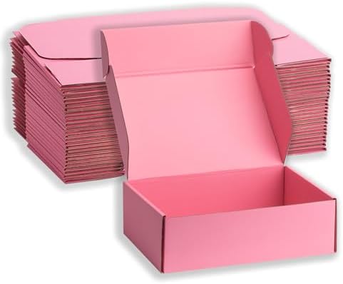 Pink Shipping Boxes 10x8x3 Inches, 20 Pack by DUZCLI