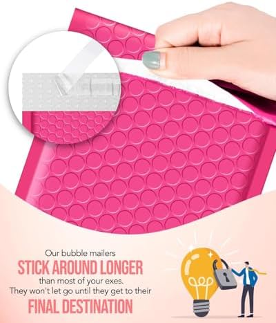 GSSUSA Pink Bubble Mailers 4x8" 800 Pack Padded Envelopes Self Seal - Image 5
