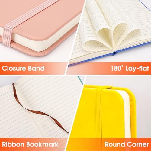 24 Pack Lined Journal Notebook for Work, 200 Pages, Medium 5.5" x 8.3", A5 College Ruled Notebook, 6 Colors, Hardcover Journaling Notebooks for Writing, Note Taking - Image 4