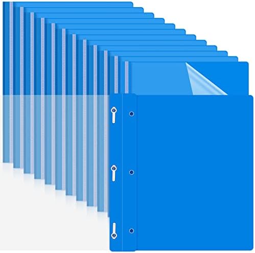 Teling 100 Pcs Clear Front Report Covers with 3 Prong Fasteners, Blue by Teling