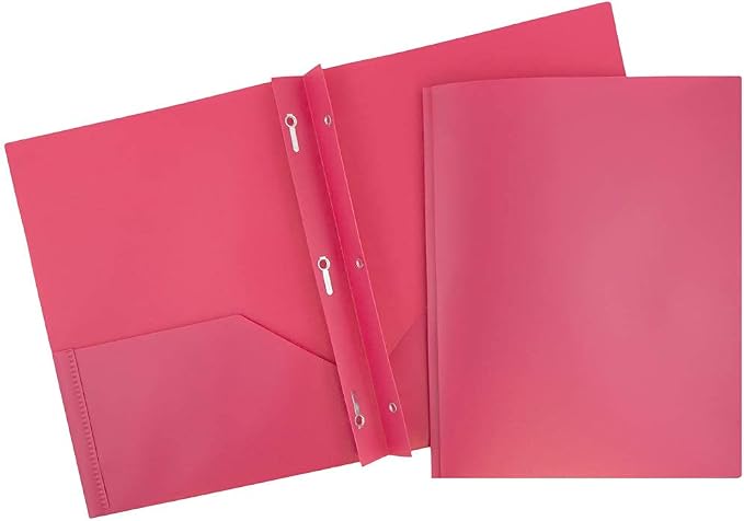 JAM PAPER Plastic Color POP Folders - 2 Pocket Durable Folders with Metal Prongs Fastener Clasps - Fuchsia Hot Pink - 6/Pack by JAMPaper