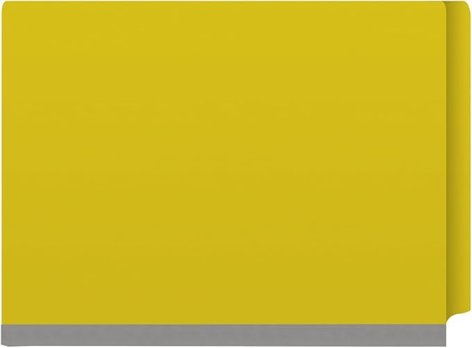 25 Pt. Pressboard Classification Folders, Full Cut End Tab, Letter Size, 1 Divider, Yellow (Box of 10) - Image 3