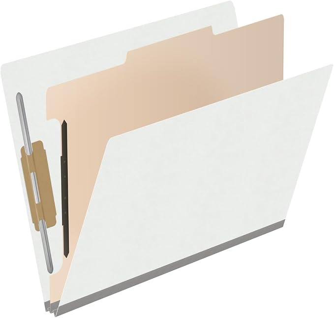 Ecom Folders Heavy Duty Top Tab Classification Folders | Letter Size 18 Pt Stock with 1 Divider | 2/5 Cut Right Position Tab for Medical, Legal and Office Documents | White, Box of 10 - Image 2