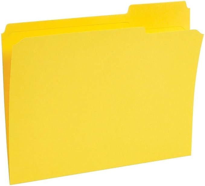 Staples Reinforced Colored File Folders, Letter Size, 3‑Tab Design, Yellow, Heavy‑Duty Construction, 100/Box - Image 2