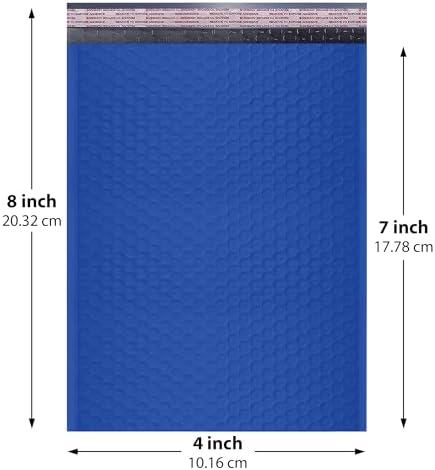 Royal Blue Bubble Mailers 4x8, Poly Padded Envelopes #000, 1000 Pack - Image 2