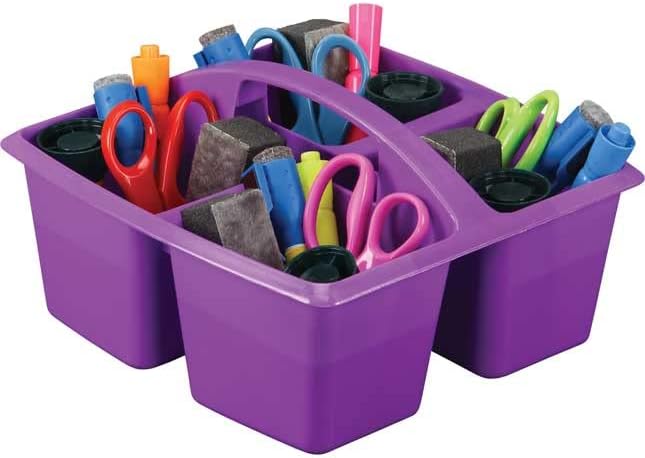 Really Good Stuff Four-Equal-Compartment Caddies with Handles | Classroom Organizing Bins, Supply Holders, Organize School & Home, Assorted Colors 6-Pack - Image 3