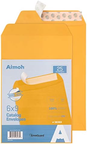 Aimoh Manilla Envelopes 6x9, Brown Kraft Catalog Self Seal Envelopes, 25 Ct by Aimoh