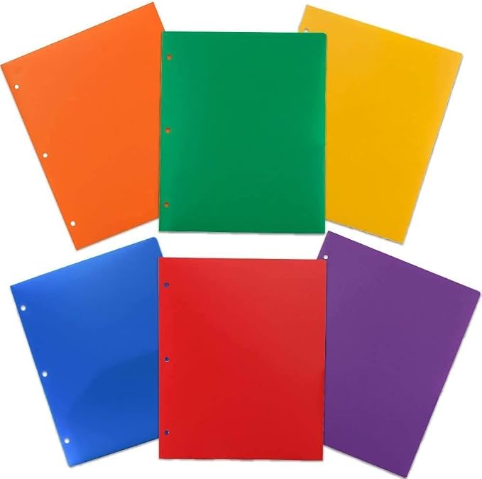 JAM PAPER Heavy Duty Plastic 3 Hole Punch Pocket Folders - Extra Tough School Folders - Assorted Primary Colors - 6/Pack - Image 6