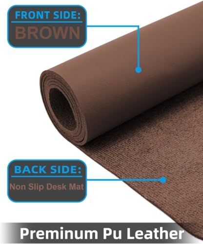 Small Desk Mat,Leather Desk mat,Desk Mouse pad,Office Desk mat,Laptop Mat for Desk, Non-Slip PU Leather Desk Blotter,Waterproof Desk Writing Pad for Office/Home(23.6"x13.8",Brwon) - Image 4