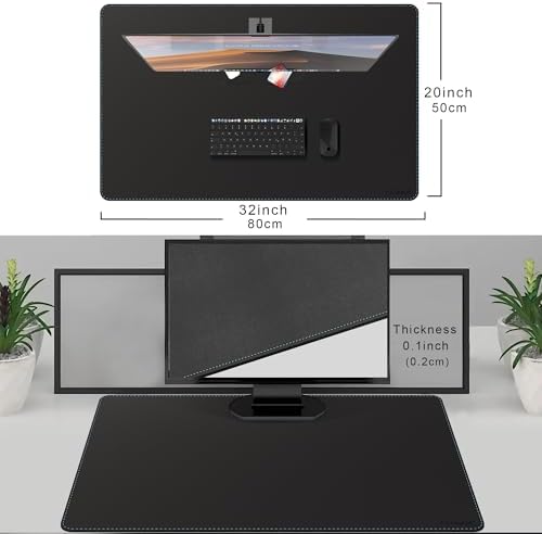 CENNBIE Leather Desk Mat - 31.4" x 19.6" Computer Desk Pad (Black) - Image 2