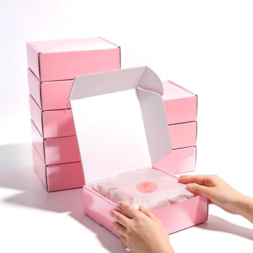 6x6x2 inch Glossy Pink Shipping Boxes, 50 Pack Corrugated Cardboard Mailing Boxes for Small Business Packaging, Shipping Candles, Coasters - Image 5