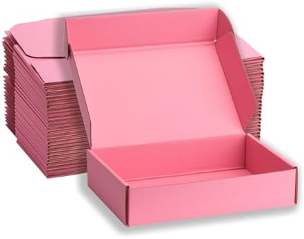 Pink Shipping Boxes 13x10x2 Inches, 20 Pack by DUZCLI
