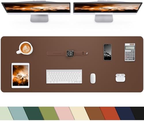 Desk mat Large, Leather Desk Pad Protector,Office Desk Mat,Mouse Pad, Non-Slip Desk Blotter, Laptop Desk Pad, Waterproof Desk Writing Pad for Office&Home (Brwon, 55" x 24") by cebowa