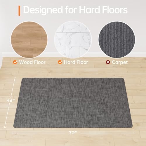 Office Chair Mat, 46" x 72" Computer Chair Mat for Hardwood Floor, Non-Curve Anti Slip Hard Floor Protector for Rolling Chair, PVC Mat Desk Rug for Home Office - Image 2