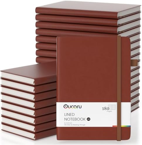 Oucaru Bulk 24 Pack A5 Lined Journal Notebook Set, 180 Pages 100 GSM Paper by Oucaru