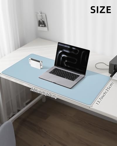 AFIING Desk Pad Protector 23.6" x 13.7" - Non-Slip Waterproof PU Leather Desk Mat for Mouse, Keyboard, Laptop, Office and Home Workspace (Light Blue) - Image 5