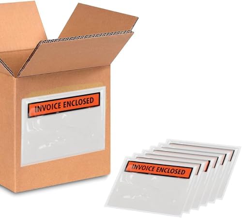 PSBM 1000 PCS 4.5 x 5.5 Inch Orange Panel Face Invoice Enclosed Packing List Envelopes, Pouches for Mailing Labels, Invoices, Documents and Packing Slips by PackagingSuppliesbymail