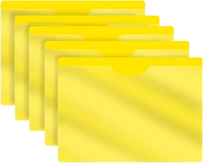 Yellow Plastic Folders with Closed Sides, Doctor Stuff, Letter Size, Clear Front Top Loading Job Jacket, Documents Holder for Office, High School and Medical Files, Pack of 50 by DoctorStuff